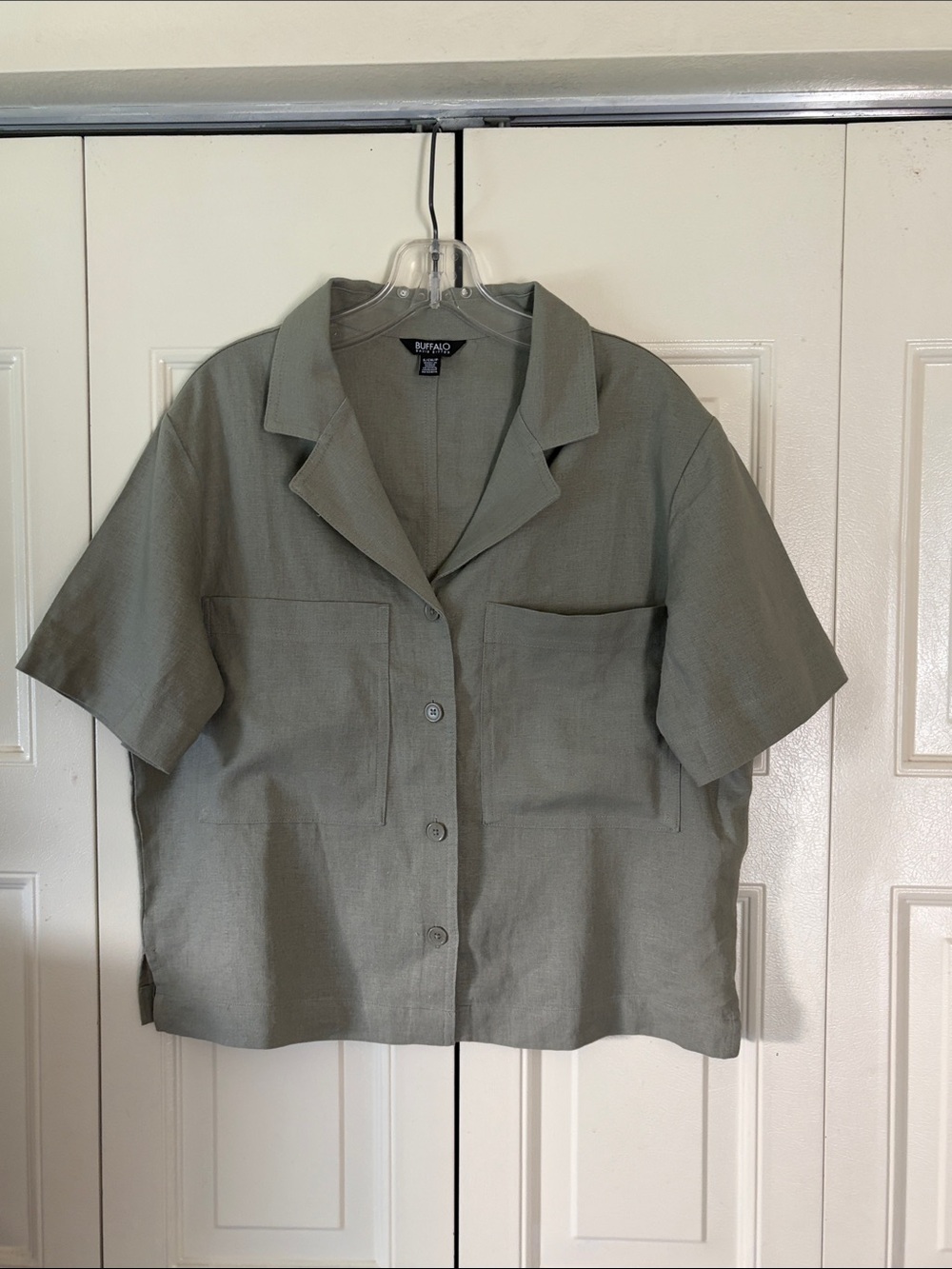 Linen Womens Preppy Minimalist Lagenlook Granola Top Relaxed Fit Buffalo SMALL